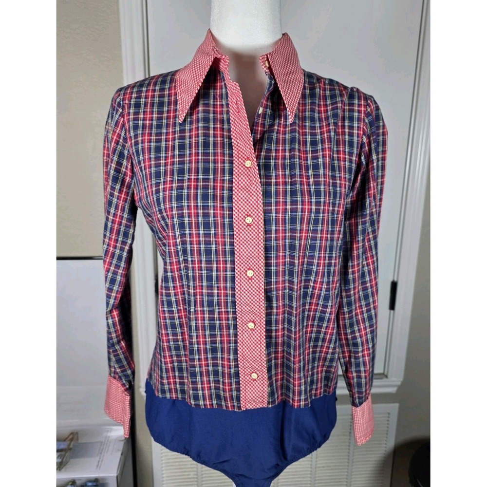 VINTAGE LADY MANHATTAN - WOMEN'S 12 -  Western Style SLEEVE BUTTON UP Bodysuit